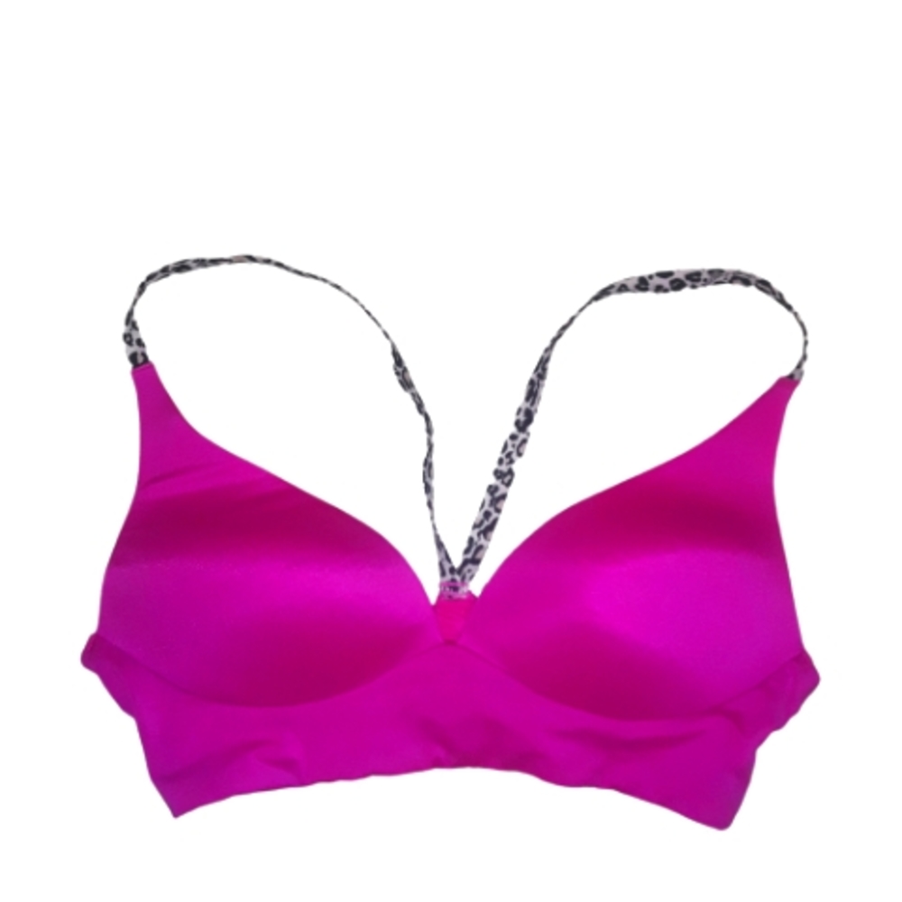 Victoria's Secret 34B Pink Cheetah Print Straps Lightly Lined Plunge Bra